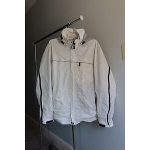 Vintage Nautica‎ Windbreaker Jacket Mens XL White Full Zip Hooded Y2K 90s